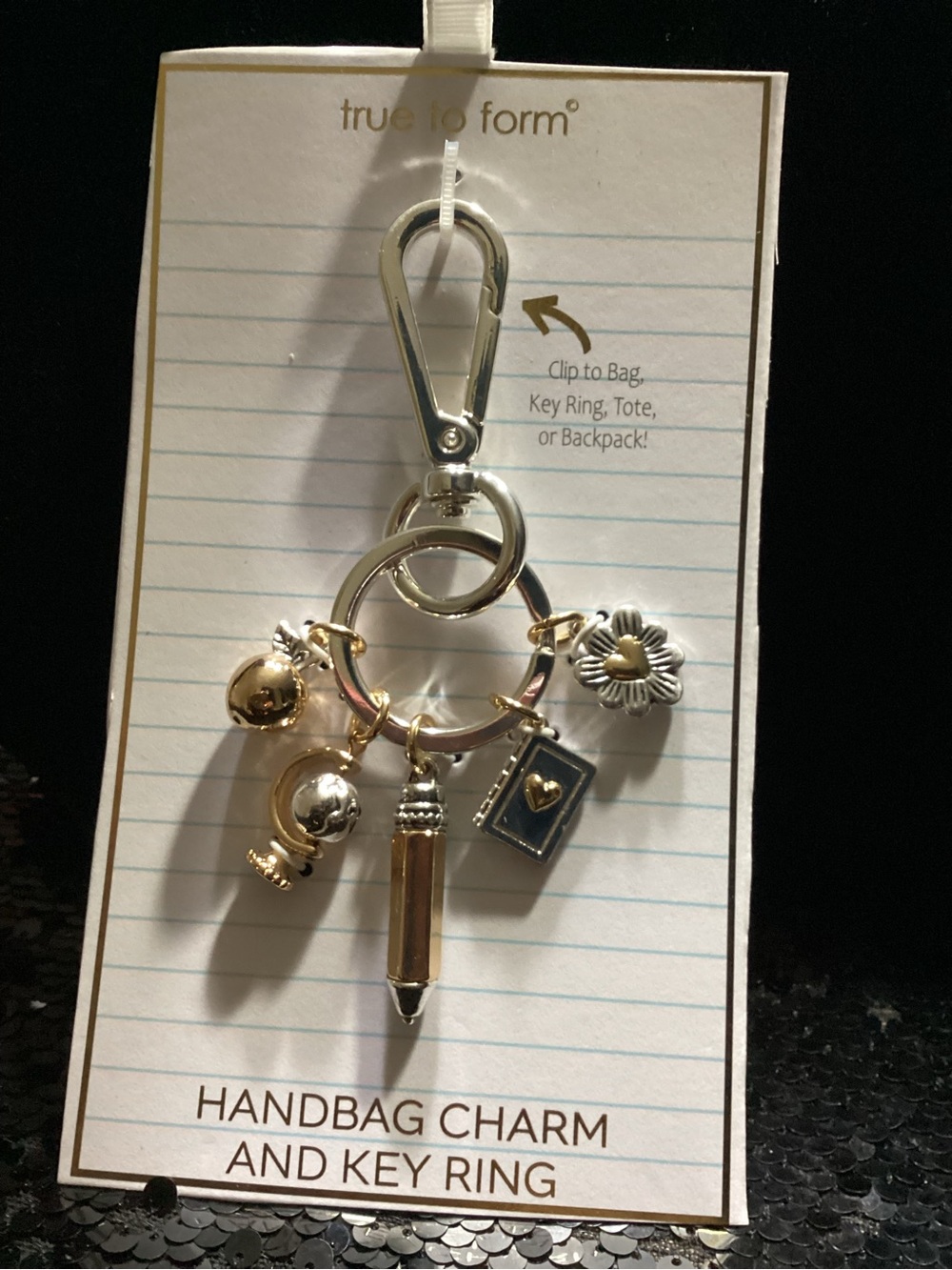 true to form Two-Tone Gold & Silver Handbag Charm Key Ring